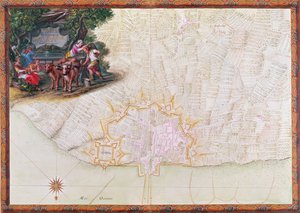 Ms. 988, Tom 3, fol. 39 Mapa miasta i cytadeli Saint-Martin, Ile de Ré, z „Atlasu Ludwika XIV”, 1683-88 (pióro, atrament i gwasz)